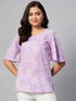 Miravan Womens Lavender Coloured Bell Sleeve Floral Print Kurti