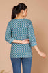 Miravan Womens Blue Floral Printed Pure Cotton Regular Top