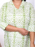 Miravan Womens Plus Size White And Green Tie Dye Cotton Kurti