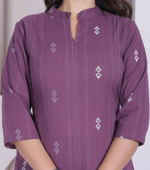 Miravan womens abstract printed wine kurta set