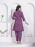 Miravan womens abstract printed wine kurta set