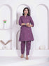Miravan womens abstract printed wine kurta set
