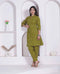 Miravan Womens green Printed Cotton Straight Kurta with Palazzo