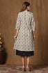 Miravan Womens Black Cotton Floral Printed A Line Kurta With Jacket