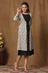 Miravan Womens Black Cotton Floral Printed A Line Kurta With Jacket