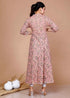 Miravan Womens Orange Cotton Floral Printed Anarkali Kurta For