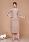 Miravan WomenS Brown Pure Cotton Printed Straight Kurta And Palazzo