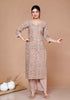 Miravan WomenS Brown Pure Cotton Printed Straight Kurta And Palazzo