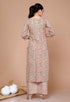 Miravan WomenS Brown Pure Cotton Printed Straight Kurta And Palazzo
