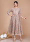 Miravan WomenS Brown Cotton Floral Printed Anarkali Kurta For
