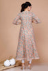 Miravan WomenS Brown Cotton Floral Printed Anarkali Kurta For
