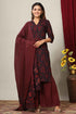 Miravan Womens Pure Cotton Printed Straight Kurta And Sharara With Dupatta Set