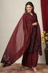 Miravan Womens Pure Cotton Printed Straight Kurta And Sharara With Dupatta Set