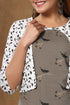 Miravan Womens Grey Bird Printed A Line Kurta and Short Jacket