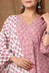 Miravan Womens Pink Floral Printed Pure Cotton Kurta With Dupatta Set