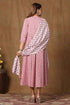 Miravan Womens Pink Floral Printed Pure Cotton Kurta With Dupatta Set