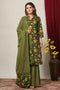 Miravan Womens Green Floral Printed Pure Cotton Kurta With Sharara and With Dupatta