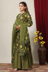 Miravan Womens Green Floral Printed Pure Cotton Kurta With Sharara and With Dupatta