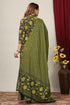 Miravan Womens Green Floral Printed Pure Cotton Kurta With Sharara and With Dupatta