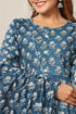 Miravan Womens Blue Floral Printed Anarkali Kurta With Dupatta