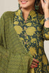 Miravan Womens Floral Printed Cotton Collar Neck Anarkali Kurta With Dupatta
