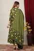 Miravan Womens Floral Printed Cotton Collar Neck Anarkali Kurta With Dupatta