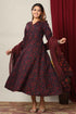 Miravan Womens Maroon Printed Cotton Anarkali Kurta and Dupatta