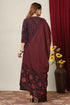 Miravan Womens Maroon Printed Cotton Anarkali Kurta and Dupatta