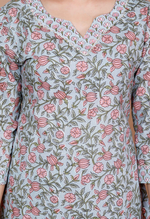 Miravan WomenS Cotton Floral Printed Straight Kurta Palazzo