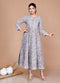 Miravan WomenS Blue Floral Printed Anarkali Kurta