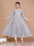 Miravan WomenS Blue Floral Printed Anarkali Kurta