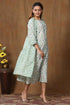 Miravan Womens Green Cotton Floral Printed A Line Kurta With Jacket
