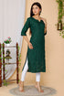Miravan Womens Green Embroidered Straight Kurti