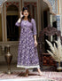 Miravan Womens Purple Cotton Floral Gota Lace Work Anarkali Kurta
