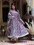 Miravan Womens Purple Cotton Floral Gota Lace Work Anarkali Kurta And Dupatta