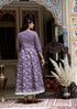 Miravan Womens Purple Cotton Floral Gota Lace Work Anarkali Kurta And Dupatta