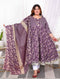 Miravan Womens Plus Size Purple Cotton Floral Gota Lace Work Anarkali Kurta And Dupatta