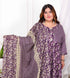 Miravan Womens Plus Size Purple Cotton Floral Gota Lace Work Anarkali Kurta And Dupatta