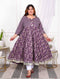 Miravan Womens Plus Size Purple Cotton Floral Gota Lace Work Anarkali Kurta