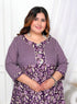 Miravan Womens Plus Size Purple Cotton Floral Gota Lace Work Anarkali Kurta