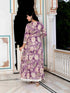 Miravan Womens Purple Flower Printed With Beautiful Lace Border Details Anarkali Kurta