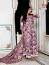 Miravan Womens Purple Flower Printed With Lace Border Anarkali Kurta With Dupatta Set