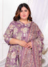 Miravan Womens Plus Size Purple Flower Printed With Beautiful Lace Border Details Anarkali Kurta With Dupatta Set