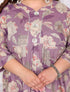Miravan Womens Plus Size Purple Flower Printed With Beautiful Lace Border Details Anarkali Kurta