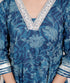 Miravan Womens Blue cotton Embroidered Neck Anarkali Kurta