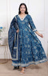 Miravan Womens Jashn Hand Block Printed ethnic anarkali kurta and dupatta