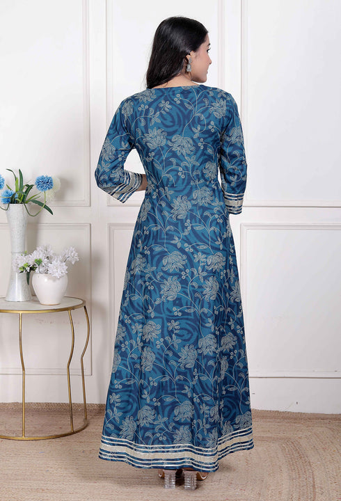 Miravan Womens Jashn Hand Block Printed ethnic anarkali kurta and dupatta