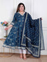 Miravan Plus Size Womens Jashn Hand Block Printed ethnic anarkali kurta and dupatta