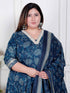 Miravan Plus Size Womens Jashn Hand Block Printed ethnic anarkali kurta and dupatta