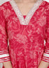 Miravan Womens Red Jaipuri Printed Cotton ethnic Anarkali Kurta